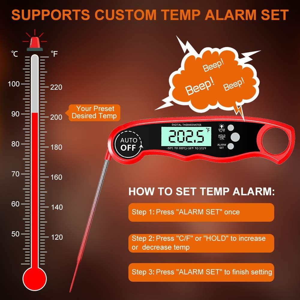 Instant Read Meat Thermometer Upgraded Instant Read Meat Thermometer 2-in-1 Ultra Fast Digital Meat Thermometer for Cooking Oven Safe Food Thermometer Waterproof Ultra Fast Digital Food Water Milk Thermometer for Outdoor Cooking BBQ and Kitchen Stevvex