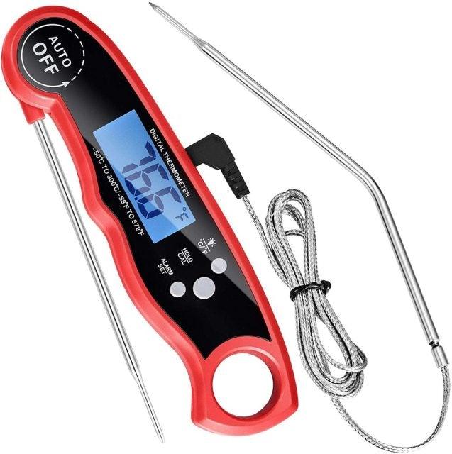 Instant Read Meat Thermometer Upgraded Instant Read Meat Thermometer 2-in-1 Ultra Fast Digital Meat Thermometer for Cooking Oven Safe Food Thermometer Waterproof Ultra Fast Digital Food Water Milk Thermometer for Outdoor Cooking BBQ and Kitchen Stevvex