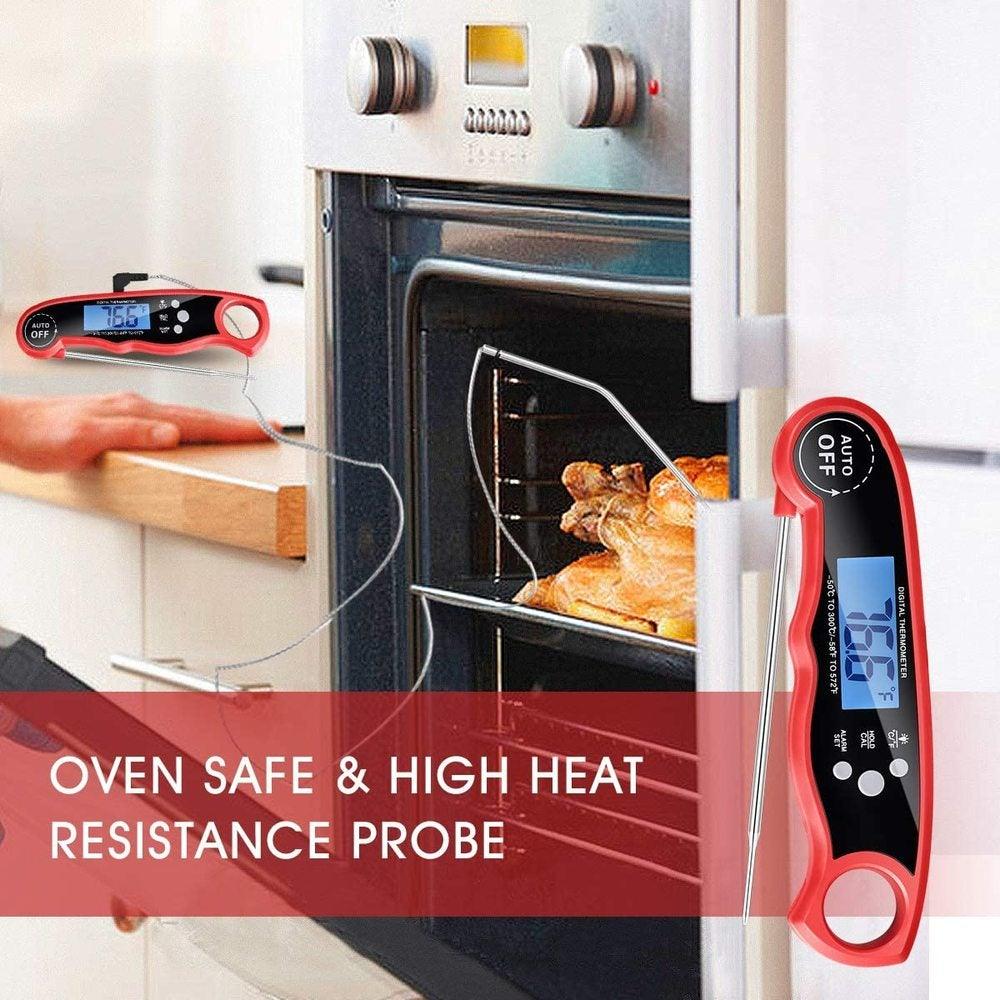 Instant Read Meat Thermometer Upgraded Instant Read Meat Thermometer 2-in-1 Ultra Fast Digital Meat Thermometer for Cooking Oven Safe Food Thermometer Waterproof Ultra Fast Digital Food Water Milk Thermometer for Outdoor Cooking BBQ and Kitchen Stevvex