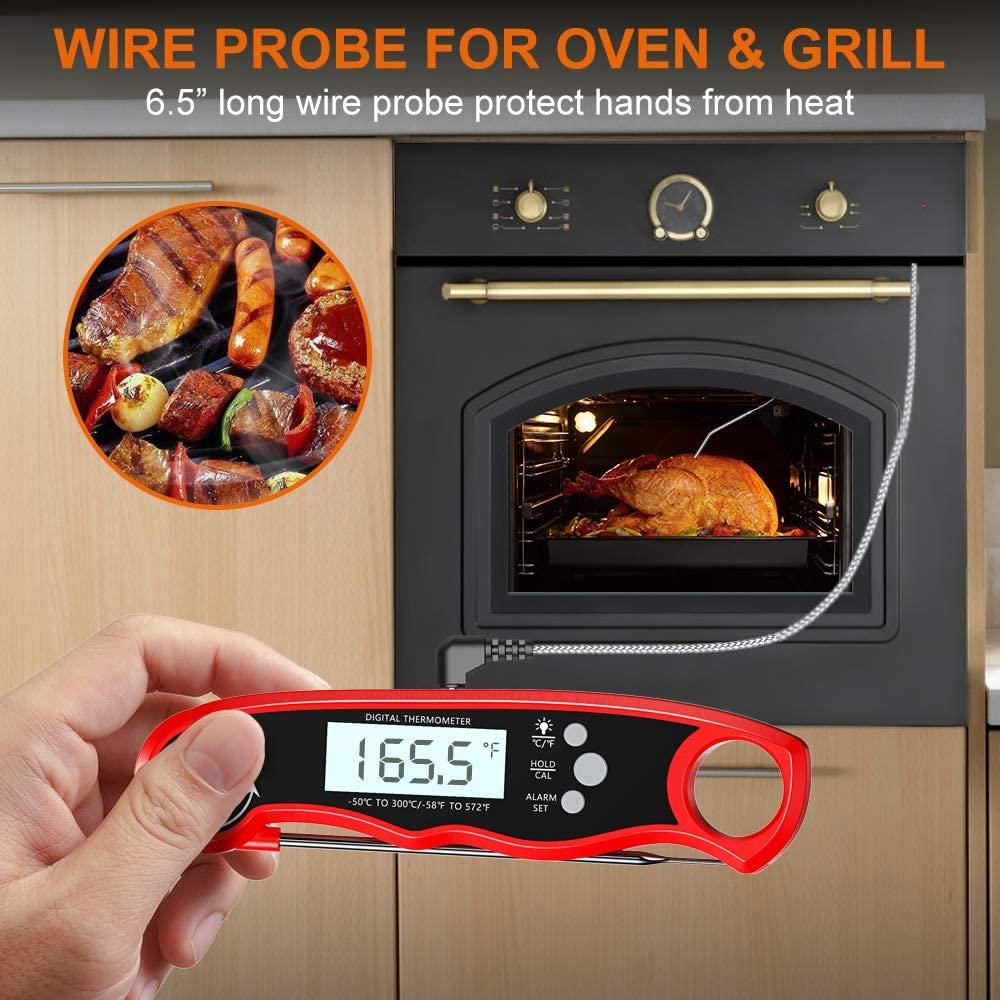 Instant Read Meat Thermometer Upgraded Instant Read Meat Thermometer 2-in-1 Ultra Fast Digital Meat Thermometer for Cooking Oven Safe Food Thermometer Waterproof Ultra Fast Digital Food Water Milk Thermometer for Outdoor Cooking BBQ and Kitchen Stevvex