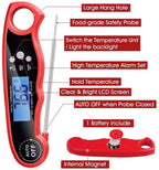 Instant Read Meat Thermometer Upgraded Instant Read Meat Thermometer 2-in-1 Ultra Fast Digital Meat Thermometer for Cooking Oven Safe Food Thermometer Waterproof Ultra Fast Digital Food Water Milk Thermometer for Outdoor Cooking BBQ and Kitchen Stevvex