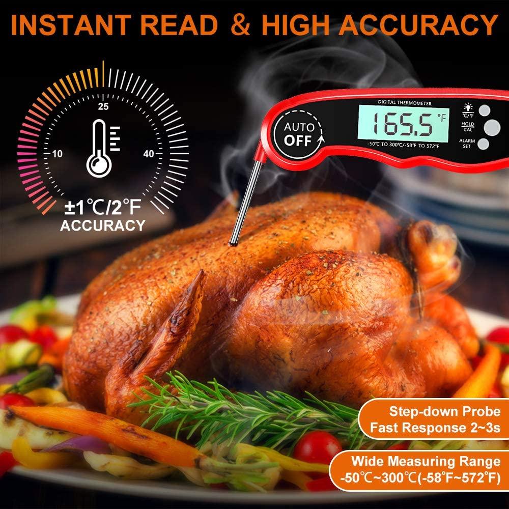 Instant Read Meat Thermometer Upgraded Instant Read Meat Thermometer 2-in-1 Ultra Fast Digital Meat Thermometer for Cooking Oven Safe Food Thermometer Waterproof Ultra Fast Digital Food Water Milk Thermometer for Outdoor Cooking BBQ and Kitchen Stevvex