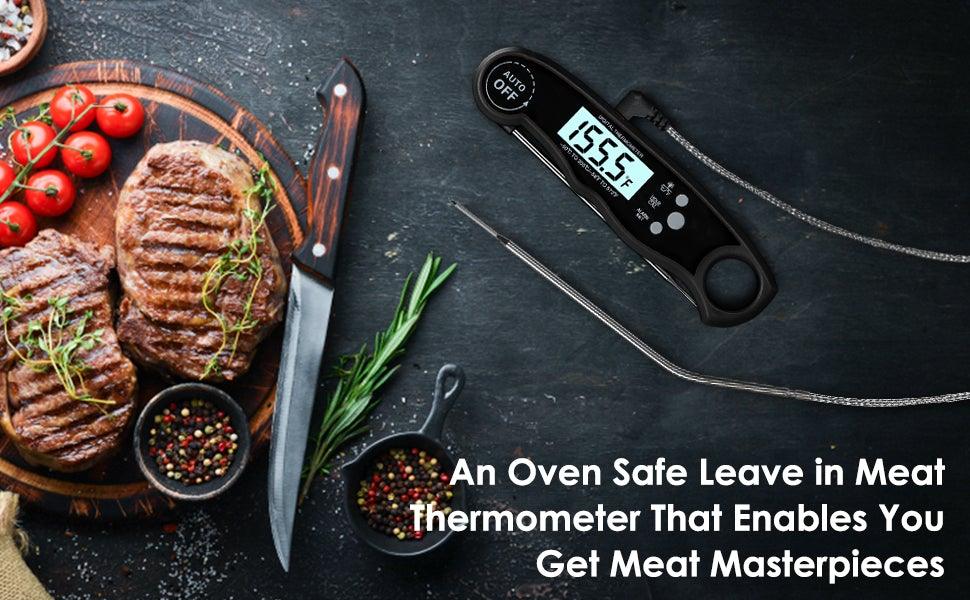 Instant Read Meat Thermometer Upgraded Instant Read Meat Thermometer 2-in-1 Ultra Fast Digital Meat Thermometer for Cooking Oven Safe Food Thermometer Waterproof Ultra Fast Digital Food Water Milk Thermometer for Outdoor Cooking BBQ and Kitchen Stevvex