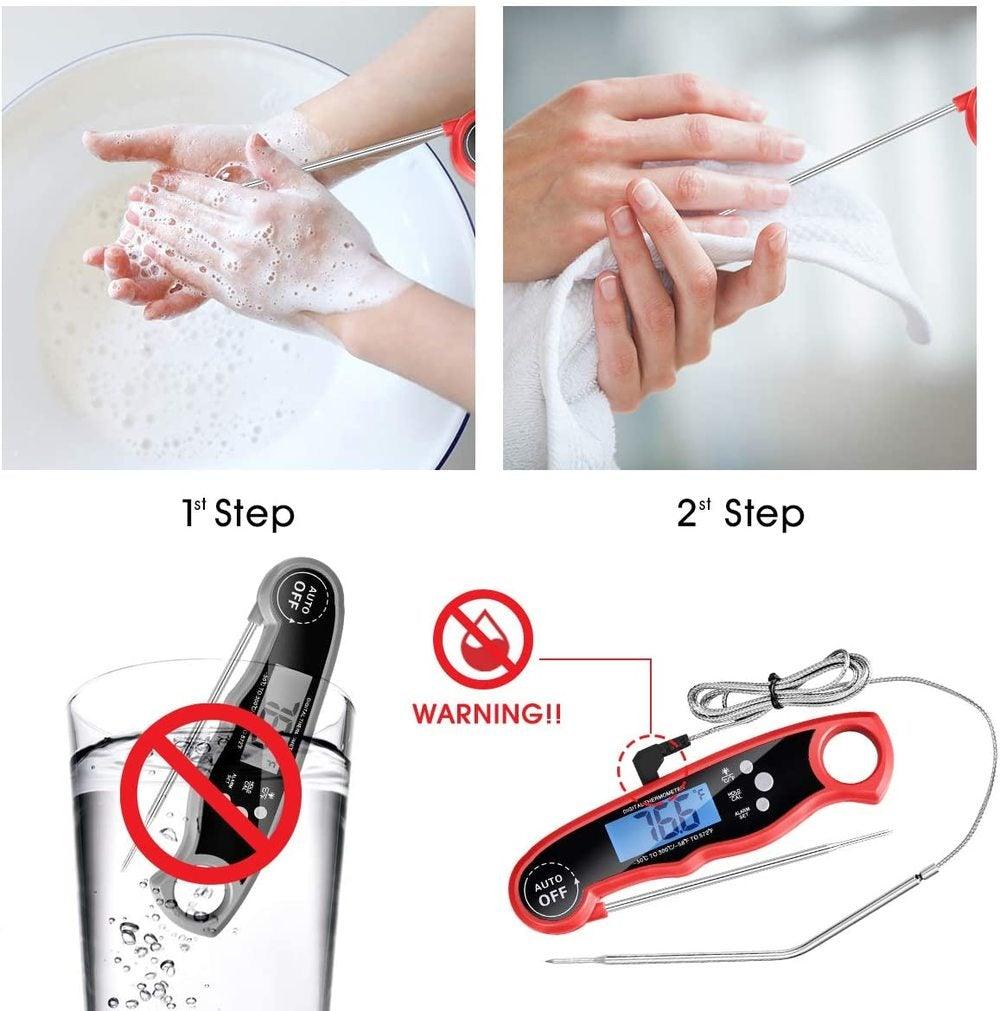 Instant Read Meat Thermometer Upgraded Instant Read Meat Thermometer 2-in-1 Ultra Fast Digital Meat Thermometer for Cooking Oven Safe Food Thermometer Waterproof Ultra Fast Digital Food Water Milk Thermometer for Outdoor Cooking BBQ and Kitchen Stevvex