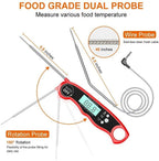 Instant Read Meat Thermometer Upgraded Instant Read Meat Thermometer 2-in-1 Ultra Fast Digital Meat Thermometer for Cooking Oven Safe Food Thermometer Waterproof Ultra Fast Digital Food Water Milk Thermometer for Outdoor Cooking BBQ and Kitchen Stevvex