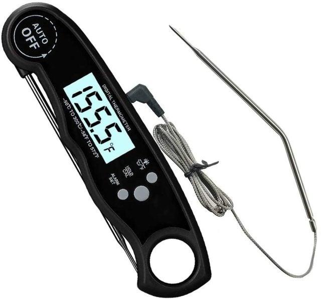 Instant Read Meat Thermometer Upgraded Instant Read Meat Thermometer 2-in-1 Ultra Fast Digital Meat Thermometer for Cooking Oven Safe Food Thermometer Waterproof Ultra Fast Digital Food Water Milk Thermometer for Outdoor Cooking BBQ and Kitchen Stevvex