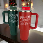 Insulated 40oz Travel Mug With Handle Lid And Straw, Green Option, Mom Gift BandsCo Straps