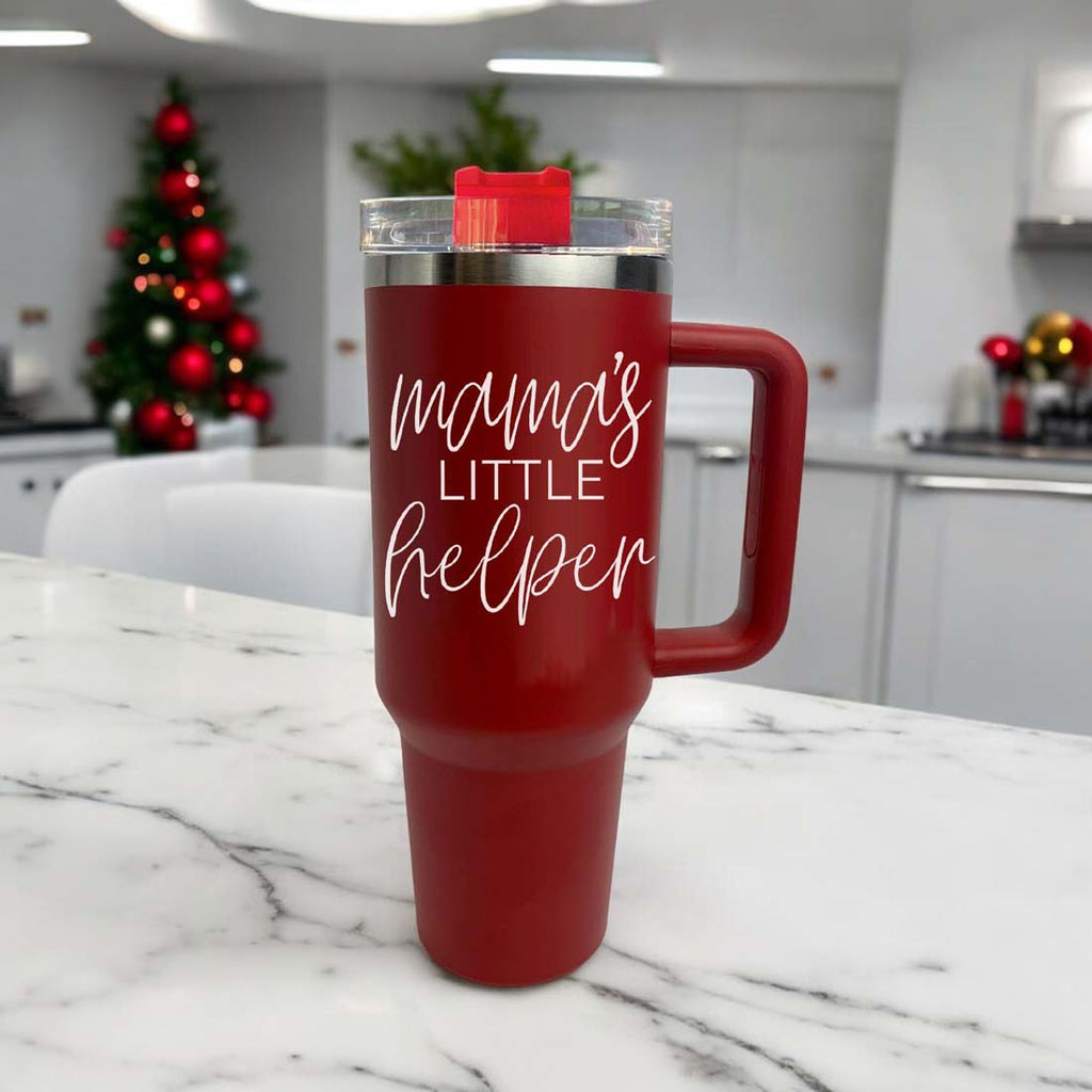 Insulated 40oz Travel Mug With Handle Lid And Straw, Green Option, Mom Gift BandsCo Straps