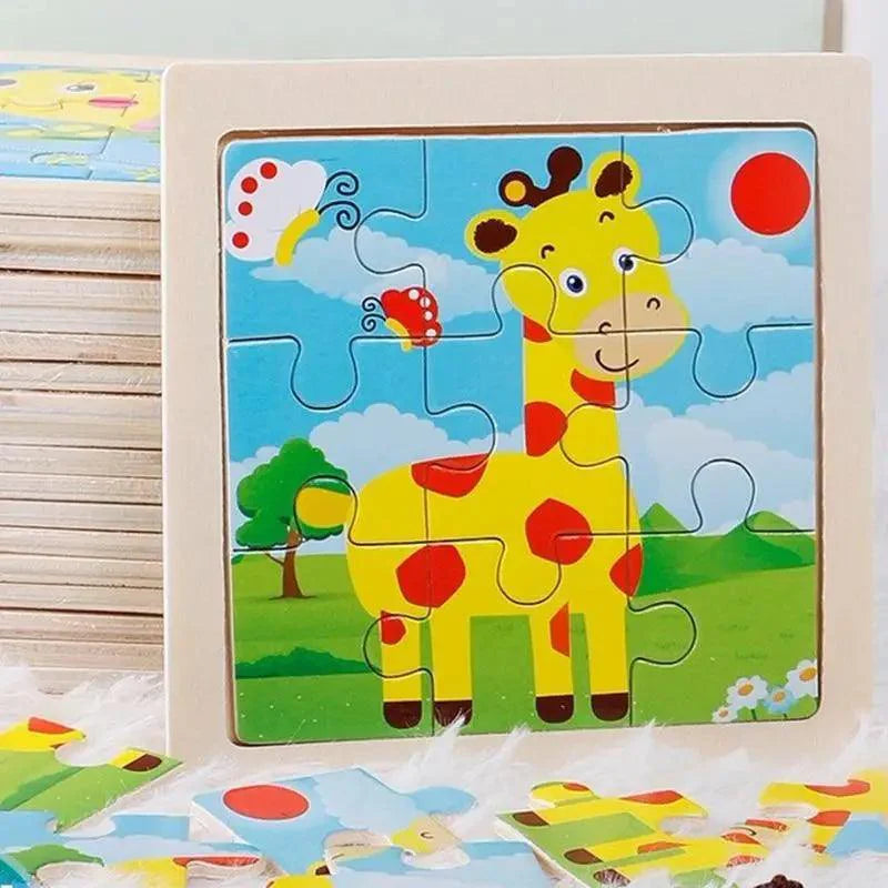 Intelligence Kids Toy Wooden 3D Puzzle Tangram for Children Baby Cartoon Animal , Traffic Puzzles Educational Learning Toys - SJB-DIAMOND ELITES
