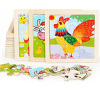 Intelligence Kids Toy Wooden 3D Puzzle Tangram for Children Baby Cartoon Animal , Traffic Puzzles Educational Learning Toys - SJB-DIAMOND ELITES