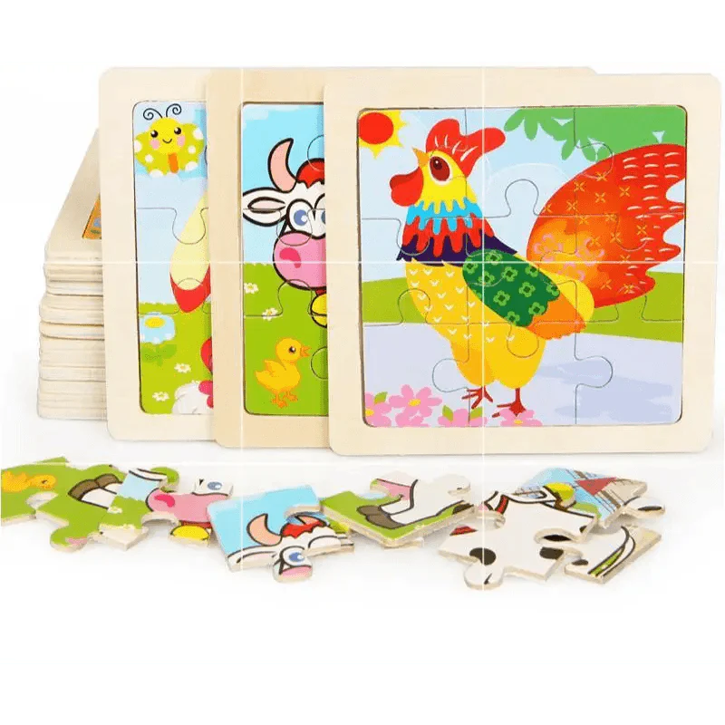 Intelligence Kids Toy Wooden 3D Puzzle Tangram for Children Baby Cartoon Animal , Traffic Puzzles Educational Learning Toys - SJB-DIAMOND ELITES