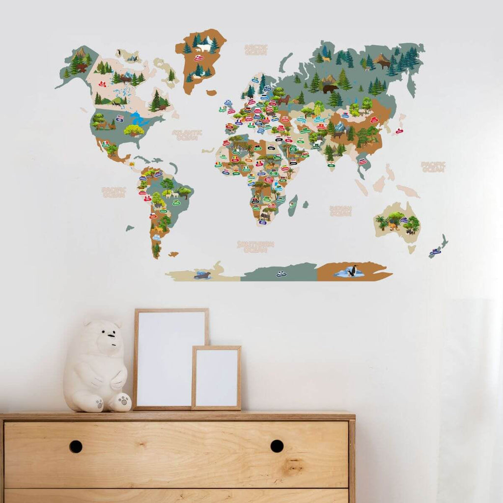 Kid's Wall Map Khaki - SJB-DIAMOND ELITES