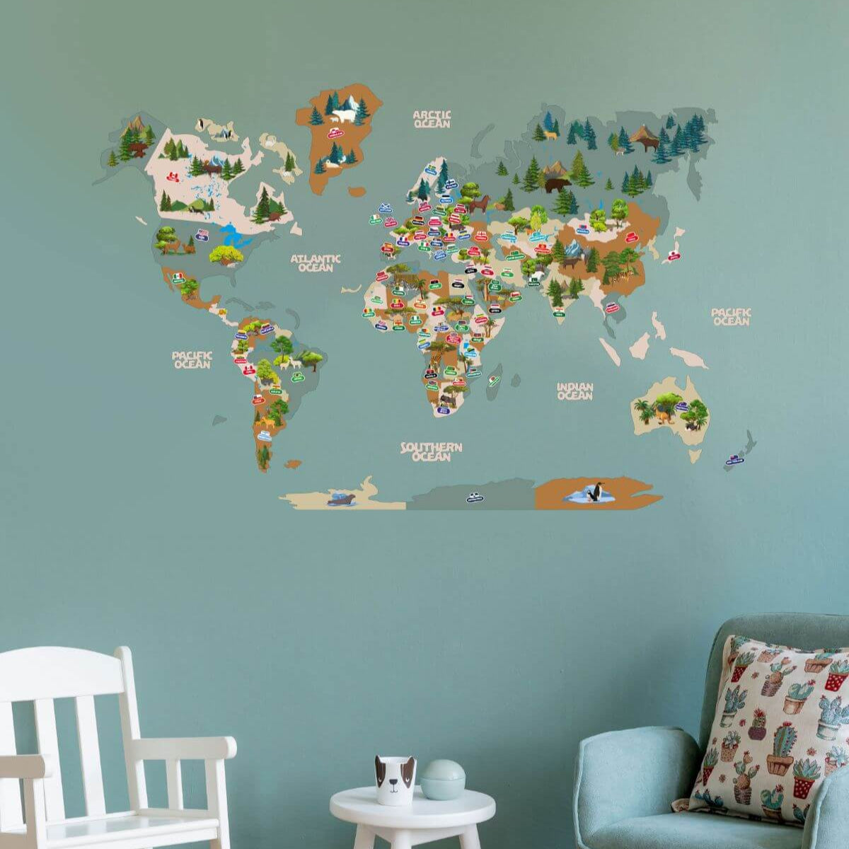 Kid's Wall Map Khaki - SJB-DIAMOND ELITES