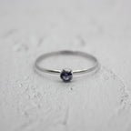 Iolite Sterling Silver Ring Delicate Minimalist Band