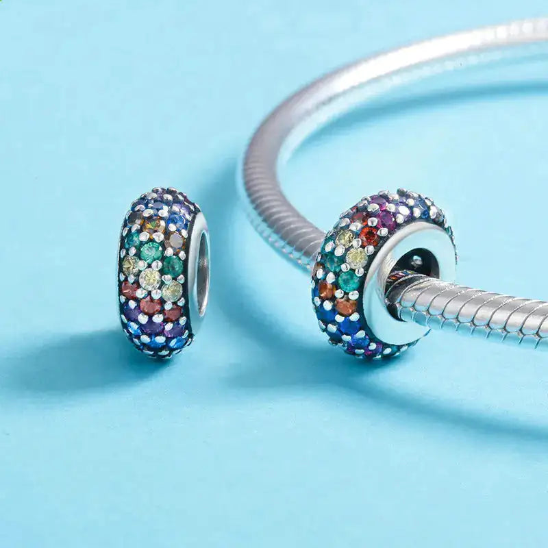 S925 Rainbow Sterling Silver Beads for DIY Necklaces