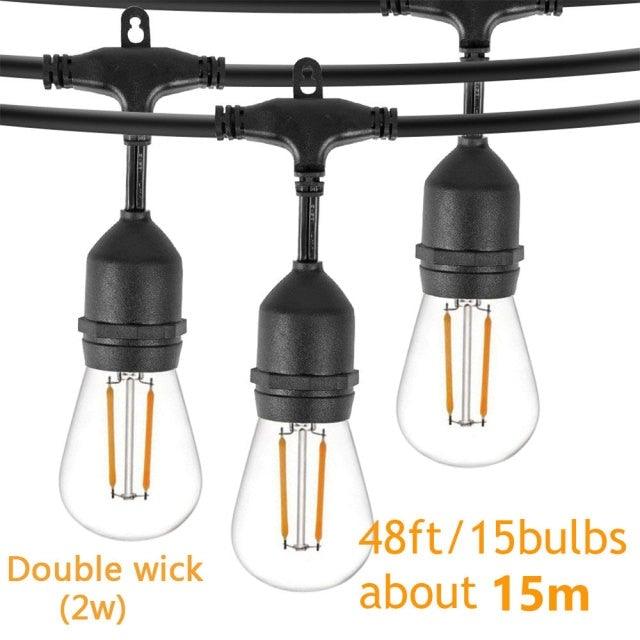 IP65 LED String Lights Retro Edison Filament Bulb Bright Daylight White Antique LED Filament Bulbs For Party Outdoor Garden Holiday Wedding Light String Stevvex