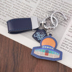 Islamic Leather Keychain with Arabic Calligraphy & Mosque Pendant Sheepskin Keychain (MAC284)