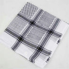 Islamic Men Traditional Costumes Men Plaid Hat Head Scarf Turban Muslim Hijabs Ramadan Pray Caps Unisex Scarves Tassel Desert Arab Keffiyeh Shawl Scarf Military Shemagh Tactical Desert Keffiyeh Head Neck Scarf Arab Wrap with Tassel