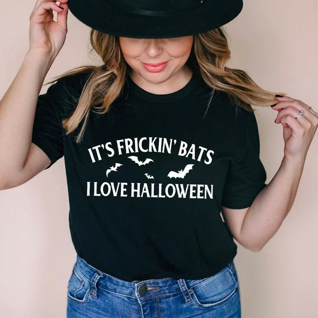 It's Frickin' Bats I Love Halloween Tee Peachy Sunday