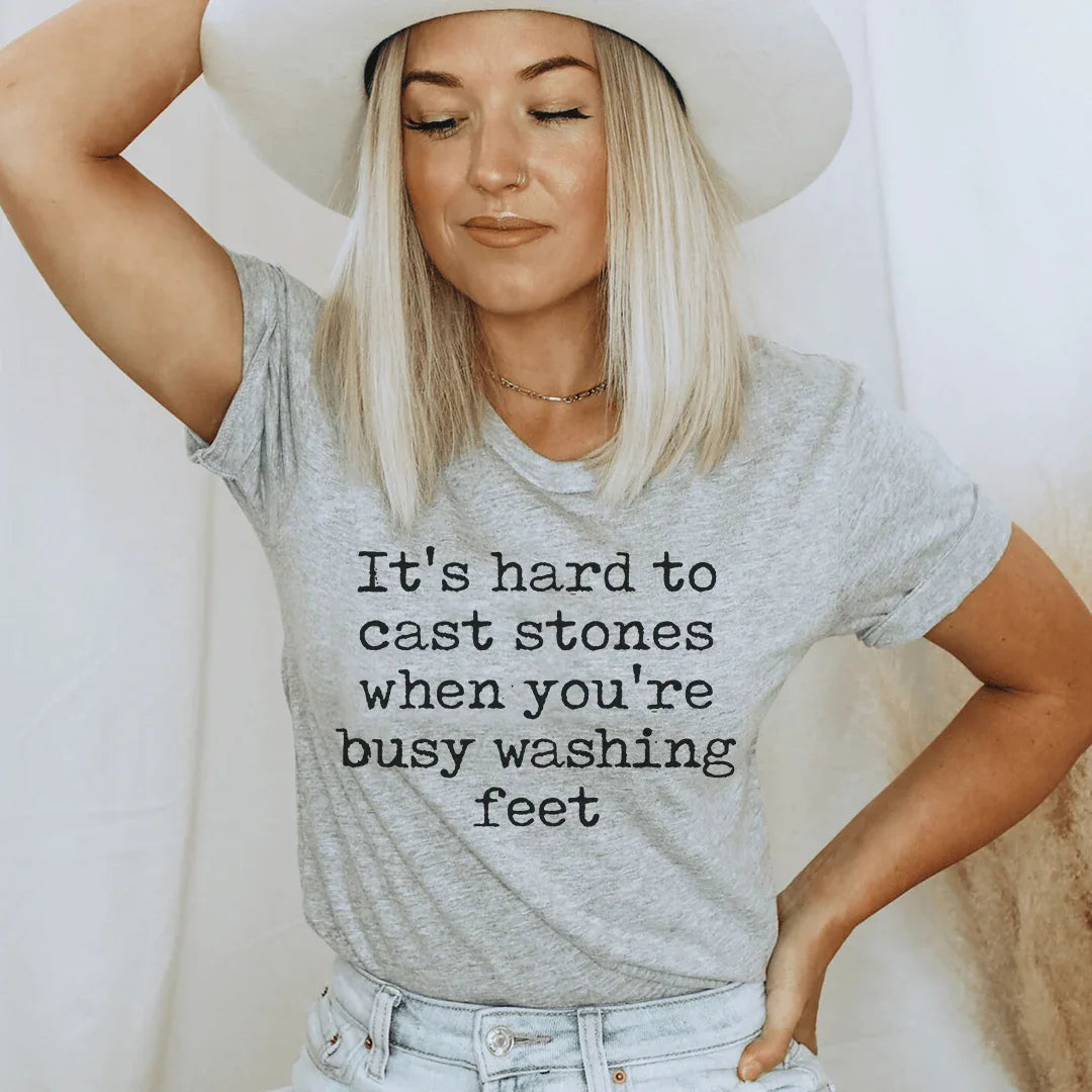 It's Hard To Cast Stones When You're Busy Washing Stones Tee Peachy Sunday