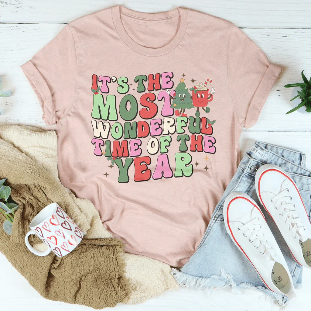 It's The Most Wonderful Time Of The Year Retro Tee Peachy Sunday