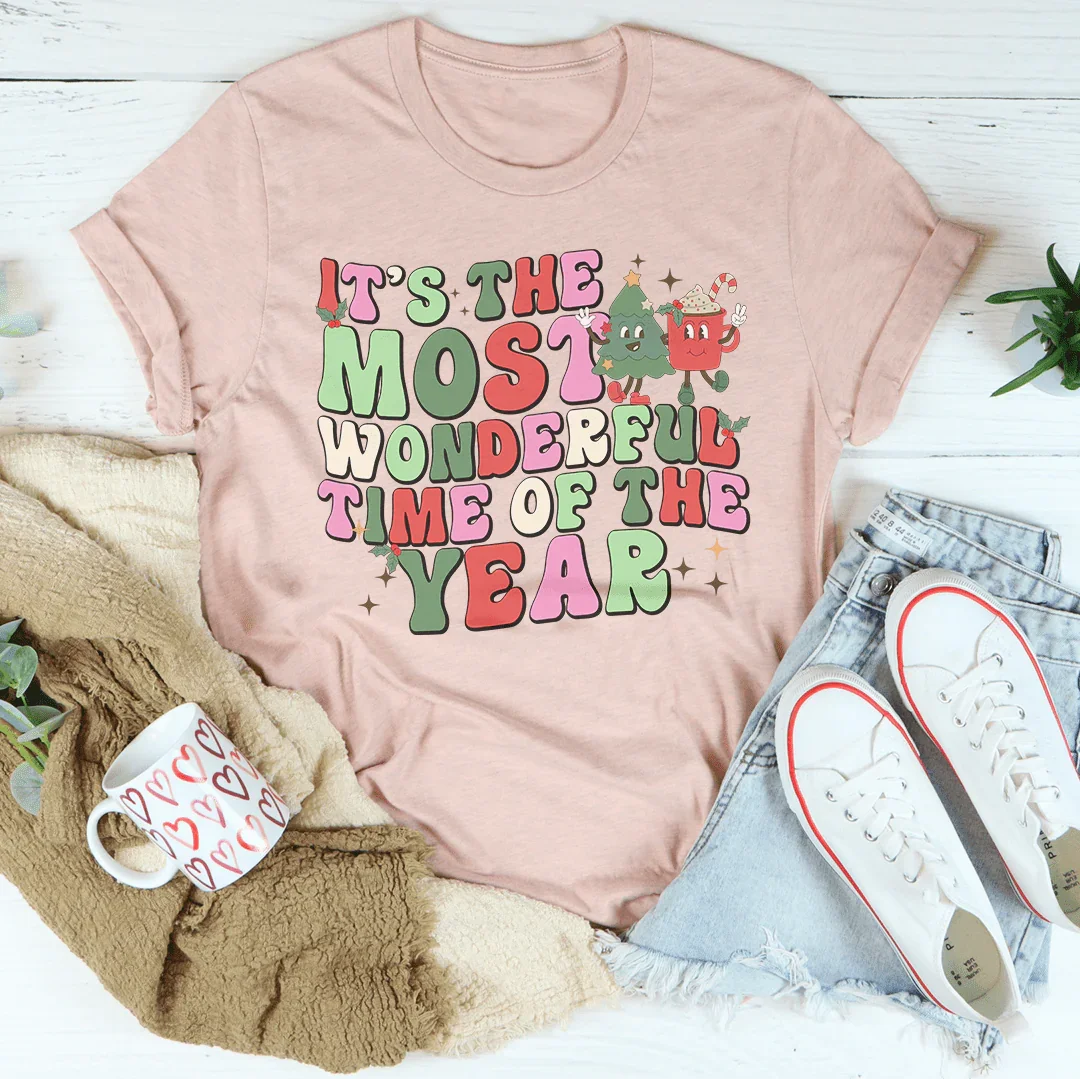 It's The Most Wonderful Time Of The Year Retro Tee Peachy Sunday
