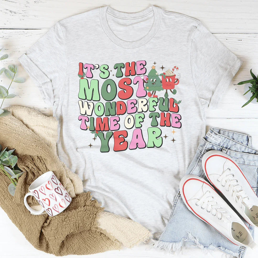 It's The Most Wonderful Time Of The Year Retro Tee Peachy Sunday