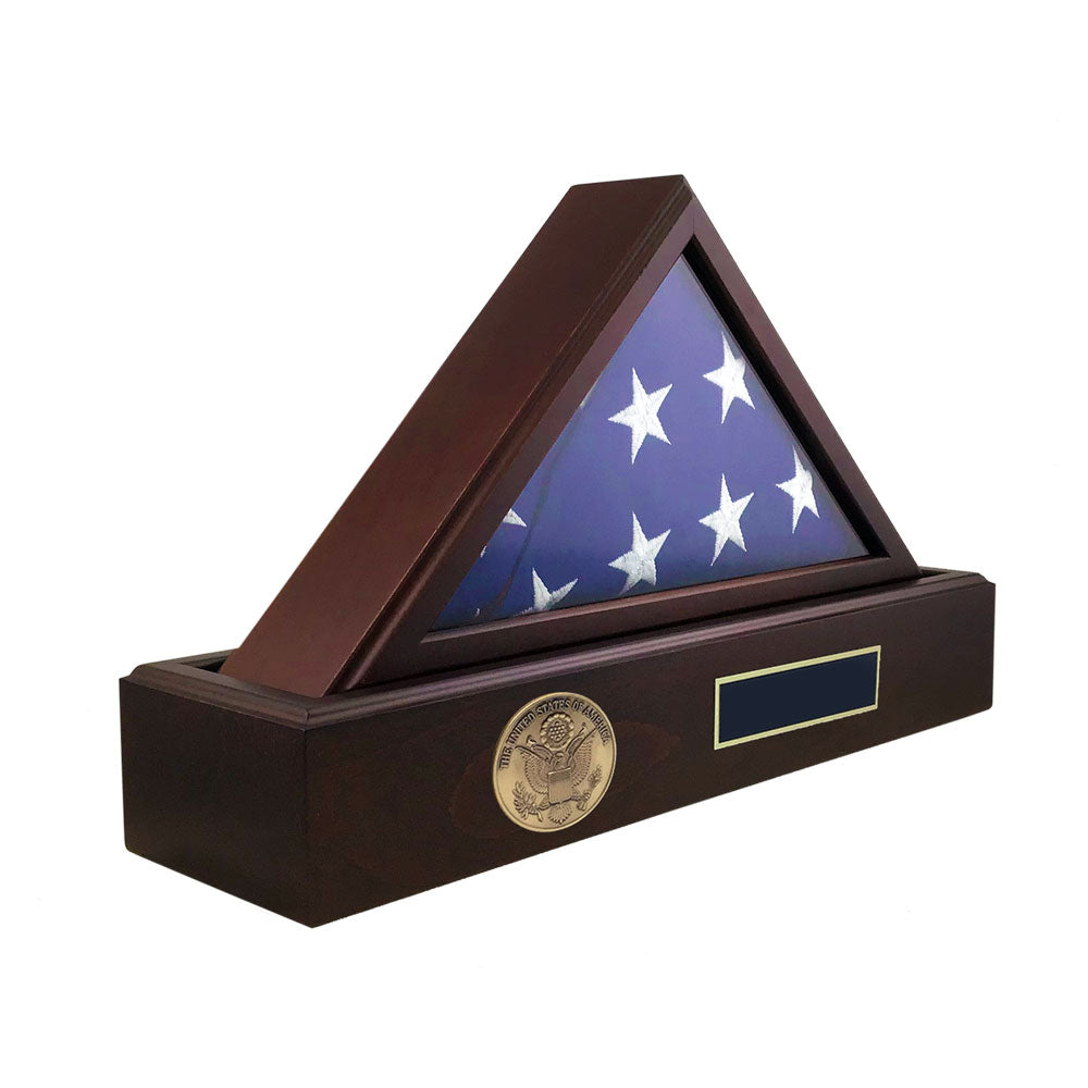 Flag and Personalized Pedestal Display Case - for 3x5 Capitol Flag. The Military Gift Store