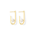 J Hoop Freshwater Pearl Earrings Gold Plated Recycled Shell Minimalist BandsCo Straps