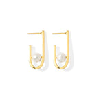 J Hoop Freshwater Pearl Earrings Gold Plated Recycled Shell Minimalist BandsCo Straps