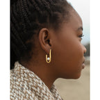 J Hoop Freshwater Pearl Earrings Gold Plated Recycled Shell Minimalist BandsCo Straps