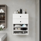 C1 Modular Wooden Closet Organizer System with 2 Drawers 3 Shelves Wall Mount Shelving for Walk in Closet Bedroom Organization Built in Clothes Storage White 23.62''W x 16.04''D x 31.49''H Pi-Mart