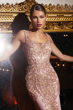Fitted Embellished Sheath Gown Purplish Diva