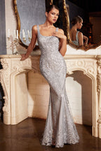Fitted Embellished Sheath Gown Purplish Diva