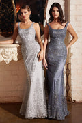 Fitted Embellished Sheath Gown Purplish Diva