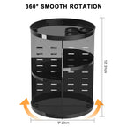 Rotating Makeup Organizer for Vanity, 360 Spinning Skincare Organizers with Adjustable Trays, Make Up Desk Storage Carousel Rack, Cosmetic Display Cases for Dresser Bathroom Countertop Black Pi-Mart