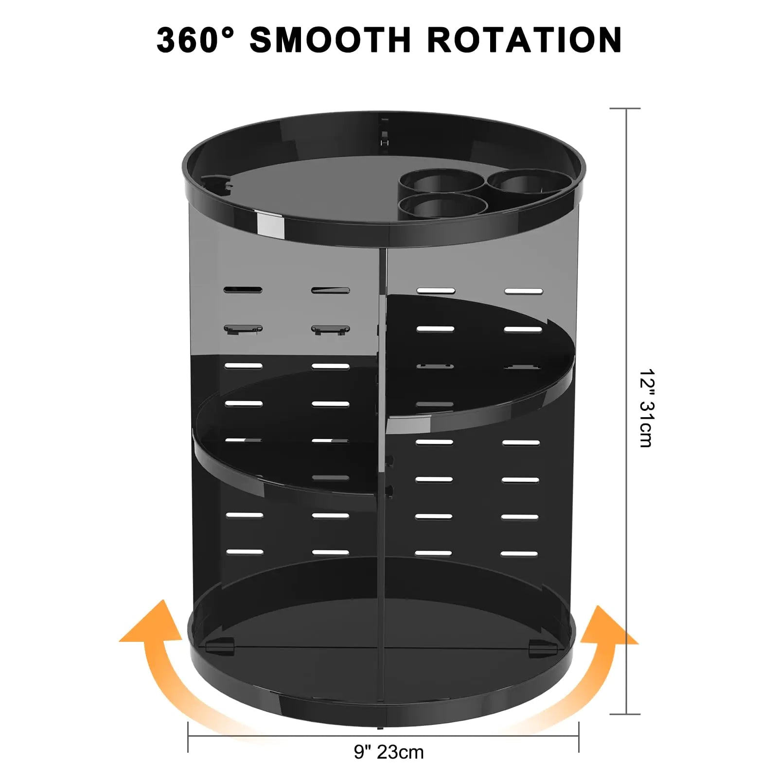 Rotating Makeup Organizer for Vanity, 360 Spinning Skincare Organizers with Adjustable Trays, Make Up Desk Storage Carousel Rack, Cosmetic Display Cases for Dresser Bathroom Countertop Black Pi-Mart