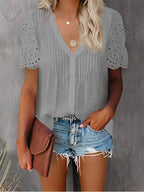 Shirt with Lace and V-neck Emily Pi-Mart