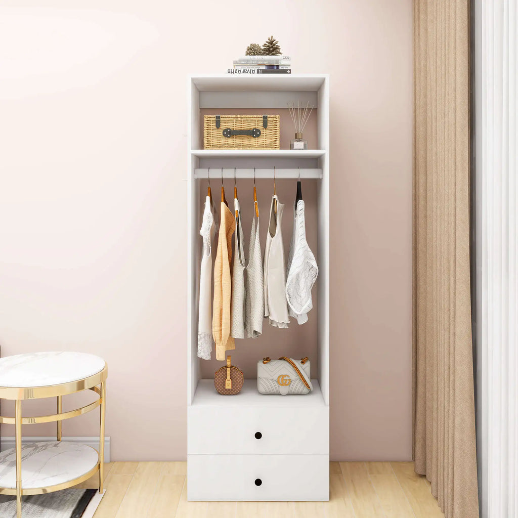 A2 Modular Wooden Closet Organizer System,Clothes Organizer, Closet System with 1 Closet Shelves, Closet Organizer System with 2 Closet Drawers for Clothes Storage, Walk in Closet Organizers and Storage, Closet(24"W x 16"D x 71"H) Pi-Mart