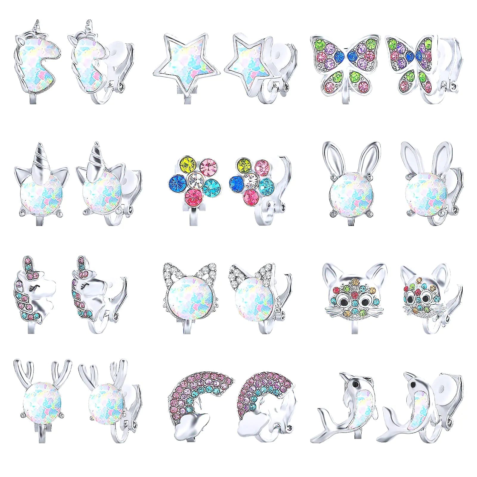 NEWITIN 12 Pairs Clip On Earrings for Women Cute Earrings Crystal Earrings Pearl Earrings Charming Fashion Earrings Non Piercing Clip on Earrings for Women Lootquake LLC