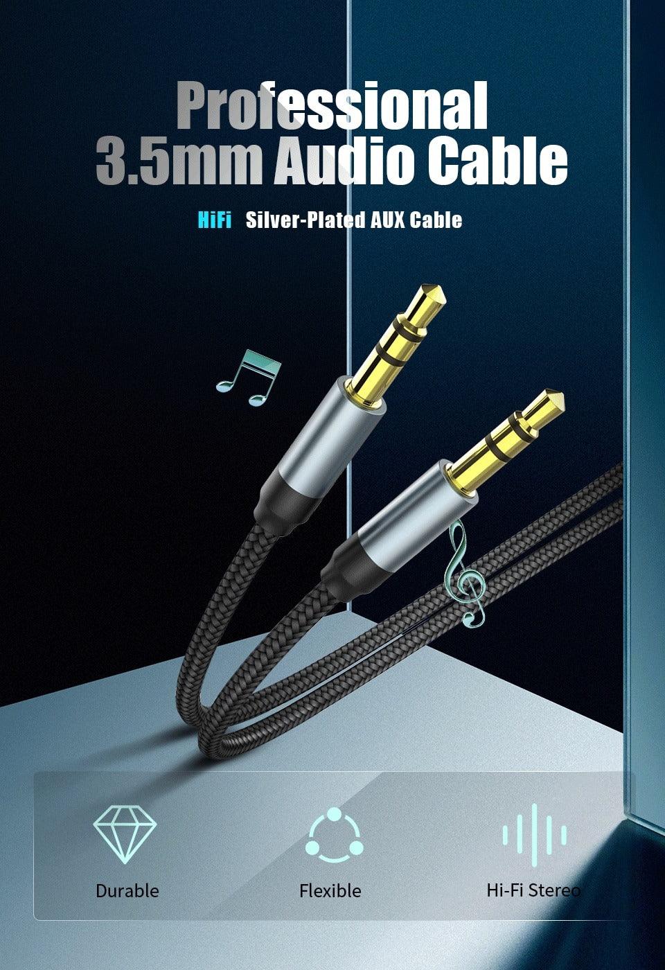 Jack Audio Cable Jack Male To Male Audio Aux Cable For Car Headphone Hi-Fi Stereo Jack Shielded AUX Cord Compatible With Phones Tablets Speaker Wire Line Aux Cord Speaker 3.5mm Stevvex