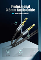 Jack Audio Cable Jack Male To Male Audio Aux Cable For Car Headphone Hi-Fi Stereo Jack Shielded AUX Cord Compatible With Phones Tablets Speaker Wire Line Aux Cord Speaker 3.5mm Stevvex