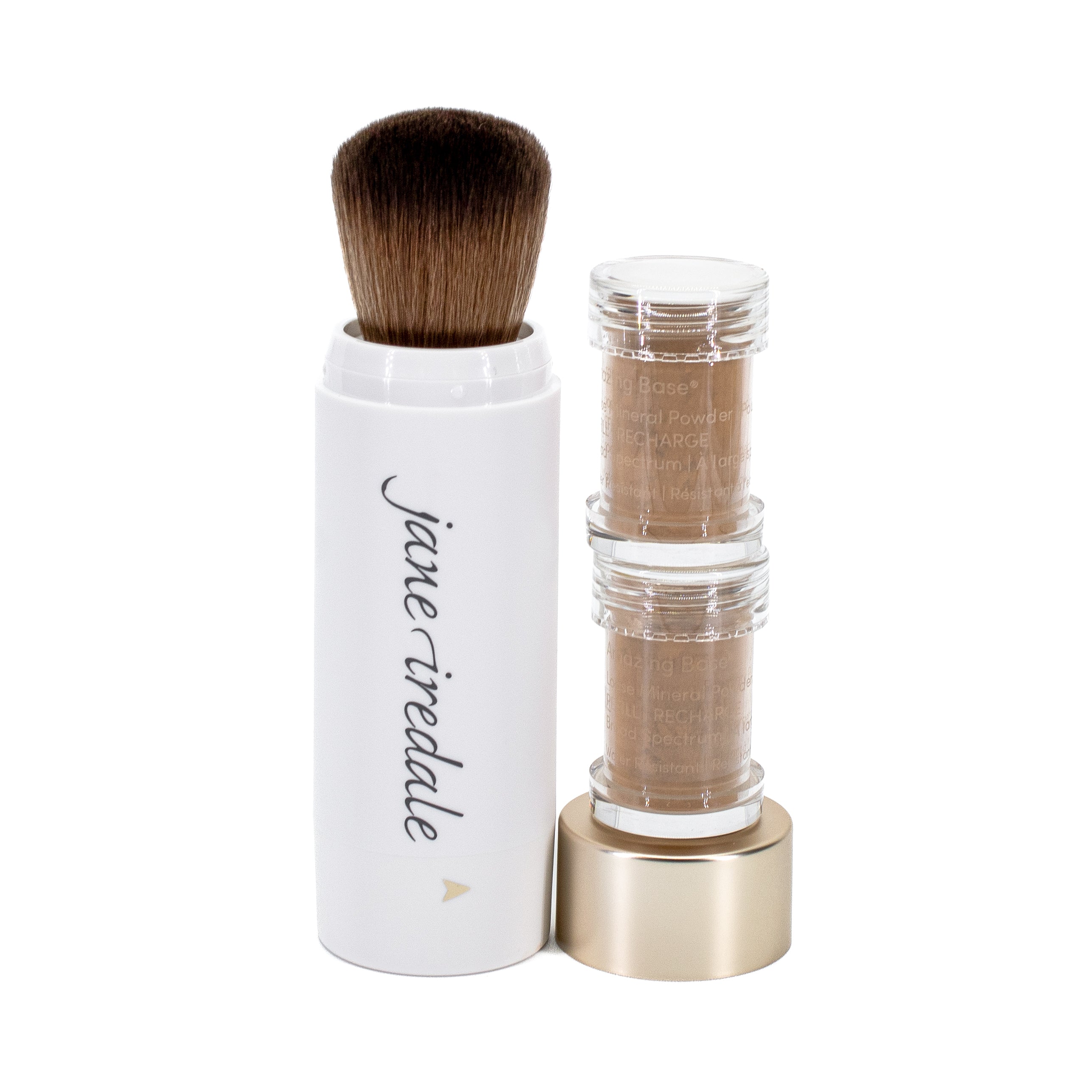jane iredale Amazing Base Loose Mineral Powder Refillable Brush SPF15 WARM BROWN 0.18oz - New This is Beauty US