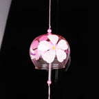 Japan Style Hand-paint Sakura Glass Wind Chimes Creative Gifts Painted Window & Door Hanging Bells Decorations Hanging Wind Chime Pendant Label Chimes Wind Bells Gift For Mom Home Stevvex