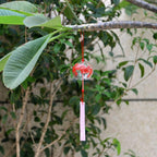 Japan Style Hand-paint Sakura Glass Wind Chimes Creative Gifts Painted Window & Door Hanging Bells Decorations Hanging Wind Chime Pendant Label Chimes Wind Bells Gift For Mom Home Stevvex