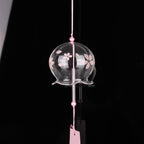 Japan Style Hand-paint Sakura Glass Wind Chimes Creative Gifts Painted Window & Door Hanging Bells Decorations Hanging Wind Chime Pendant Label Chimes Wind Bells Gift For Mom Home Stevvex