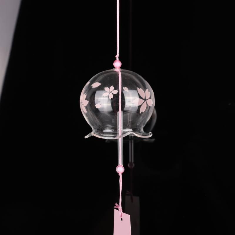 Japan Style Hand-paint Sakura Glass Wind Chimes Creative Gifts Painted Window & Door Hanging Bells Decorations Hanging Wind Chime Pendant Label Chimes Wind Bells Gift For Mom Home Stevvex