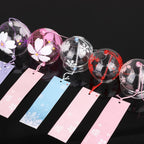 Japan Style Hand-paint Sakura Glass Wind Chimes Creative Gifts Painted Window & Door Hanging Bells Decorations Hanging Wind Chime Pendant Label Chimes Wind Bells Gift For Mom Home Stevvex