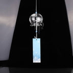 Japan Style Hand-paint Sakura Glass Wind Chimes Creative Gifts Painted Window & Door Hanging Bells Decorations Hanging Wind Chime Pendant Label Chimes Wind Bells Gift For Mom Home Stevvex