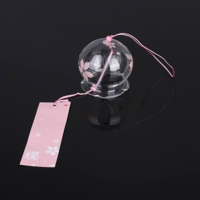 Japan Style Hand-paint Sakura Glass Wind Chimes Creative Gifts Painted Window & Door Hanging Bells Decorations Hanging Wind Chime Pendant Label Chimes Wind Bells Gift For Mom Home Stevvex